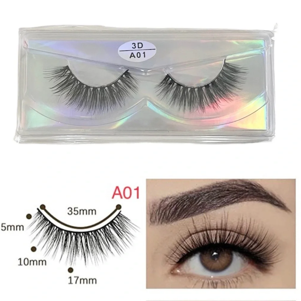 Vegan Faux Mink 3D Light-weight False Volume Eyelashes Style A01 (lashes only)